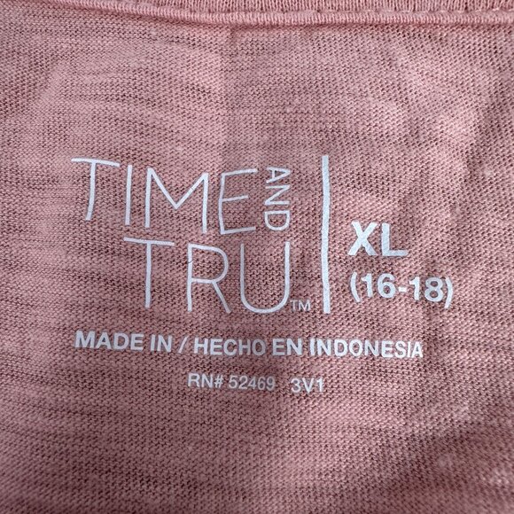 Time And Tru Womens Size XL Pink Cotton Blend T-Shirt - Picture 3 of 5